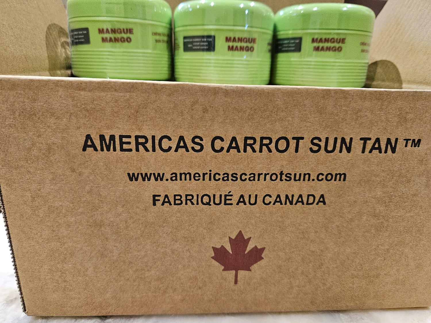 Three green containers labeled &